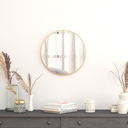 FLASH FURNITURE 20" Round Gold Metal Framed Accent Wall Mirror RH-M003-RD50BB-GD-GG